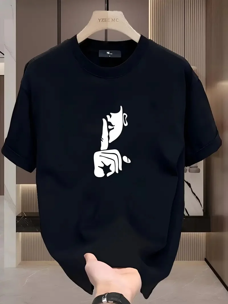 Rahat Bisiklet Yaka Tişört, Yaratıcı Karikatür Baskı Siyah -