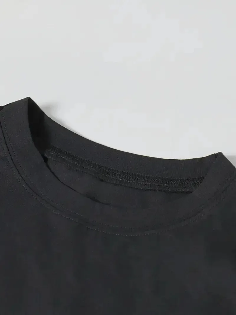 Ördek Baskılı ve Yuvarlak Yakalı   Günlük Büyük Boy Siyah Tişört. - Siyah -