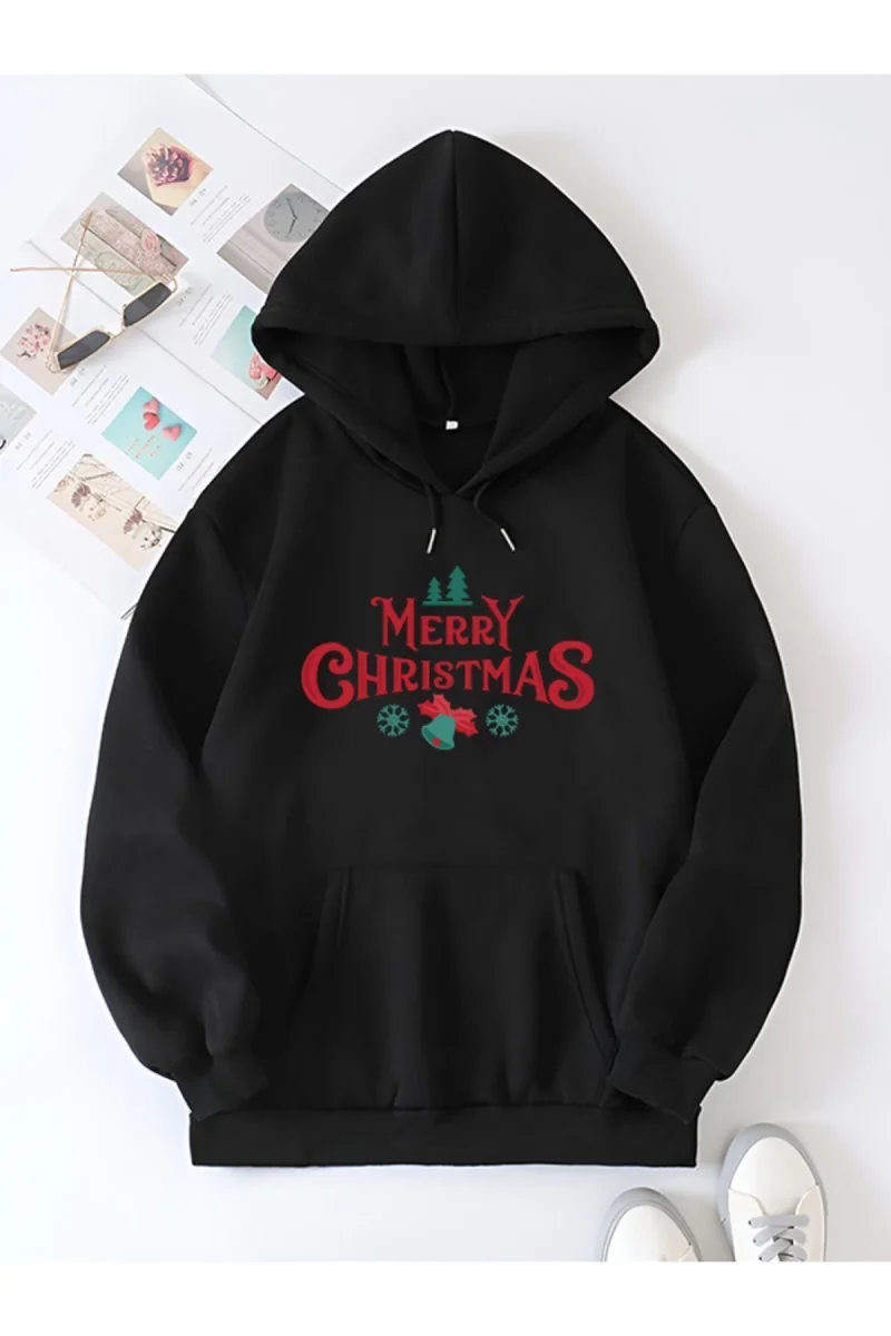 Merry Chrıstmas Sweatshirt  Hodie - Siyah -