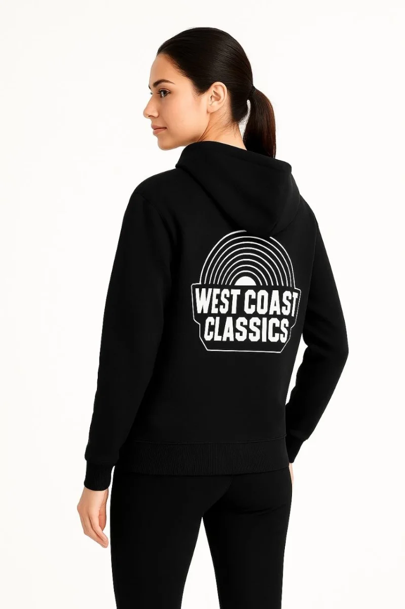 Kapşonlu Sweatshirt – Oversize“West Coast Classics” - Siyah -