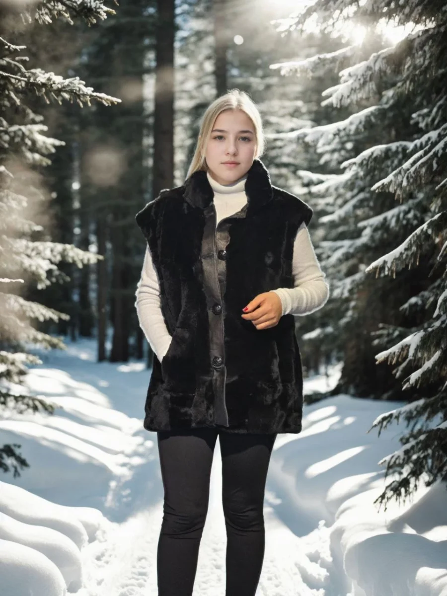 Kolsuz Hakiki Yelek - Siyah