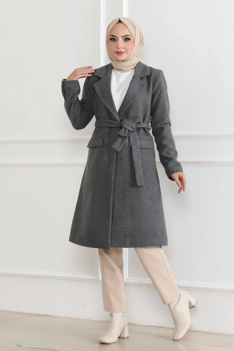 Düğmeli İçi Astarlı Kaşmir Kaşe Kaban - Bej