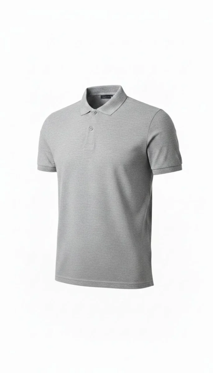 Erkek Pike Kumaş Düğmeli Yaka Regular Fit Günlük Kısa kol Tişört T-shirt - Gri