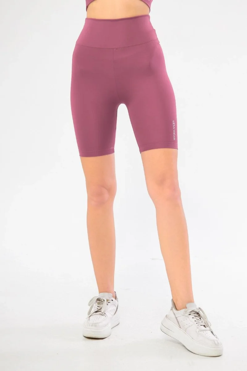 Yüksek Bel Biker Sporcu Şort - Gül Kurusu