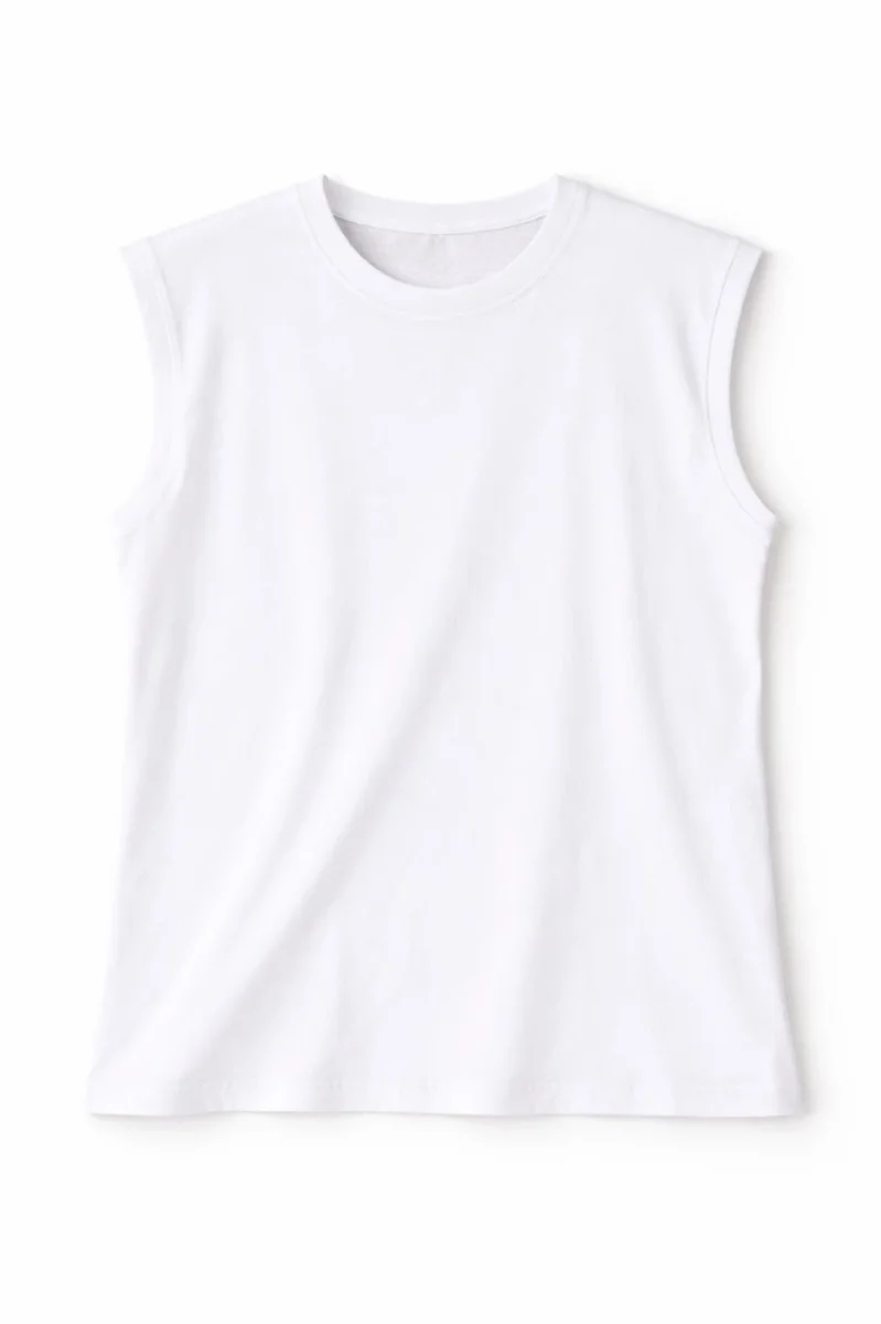 Oversize Kadın Atlet Salaş Kalıp Bisiklet Yaka Basic Yazlık Spor Bluz - Beyaz