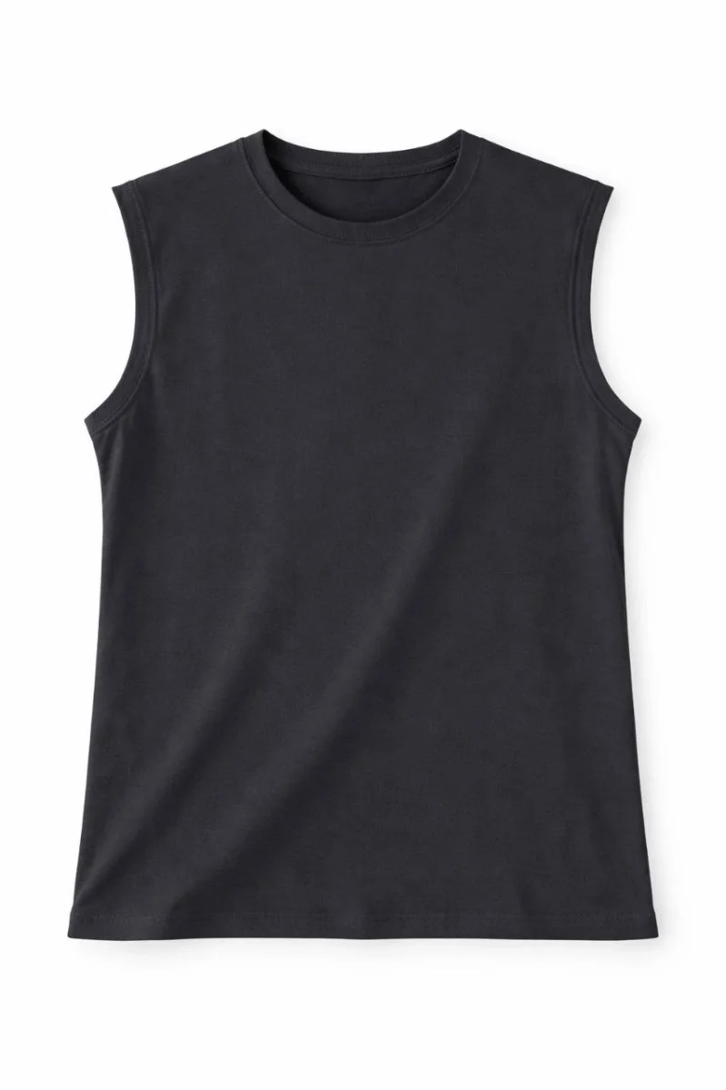 Oversize Kadın Atlet Salaş Kalıp Bisiklet Yaka Basic Yazlık Spor Bluz - Füme