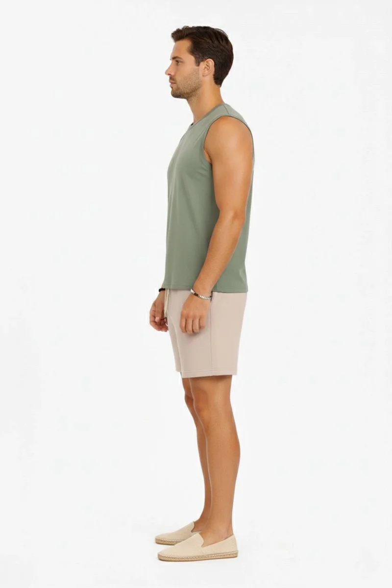 Erkek Sıfır Kolsuz Atlet Bisiklet Yaka Oversize Basic Spor Üst, Günlük ve Fitness Kullanımına Uygun - Mint Yeşili