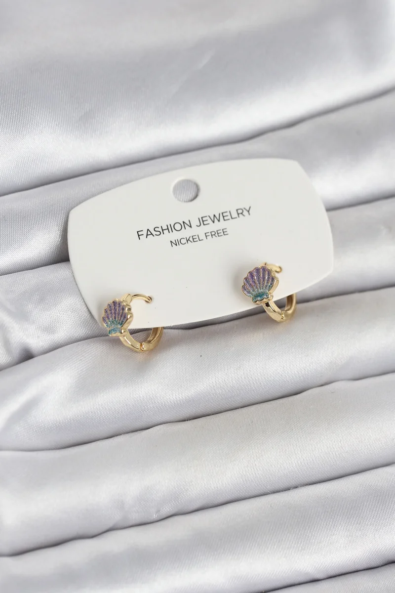 Deniz Kabuğu Model Gold Pirinç Çocuk Küpe