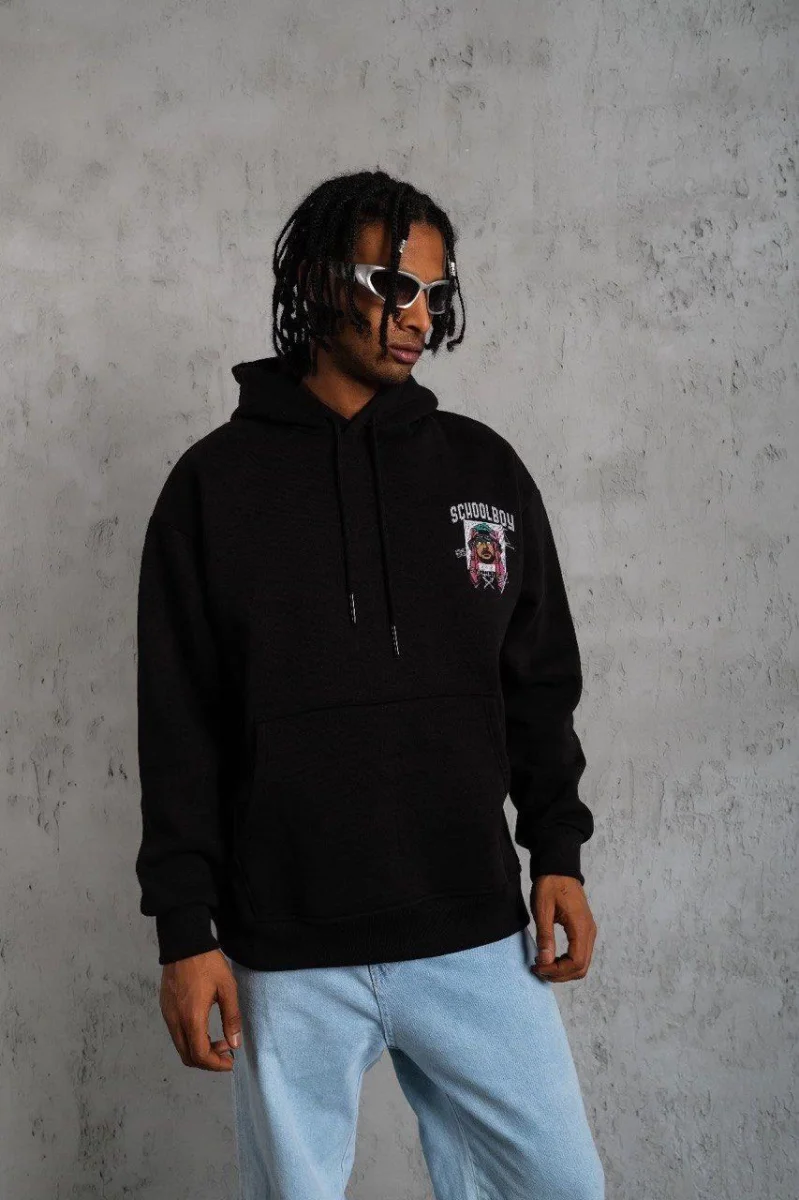 SCHOOL BOY Baskılı Kapüşonlu Sweat - Siyah -