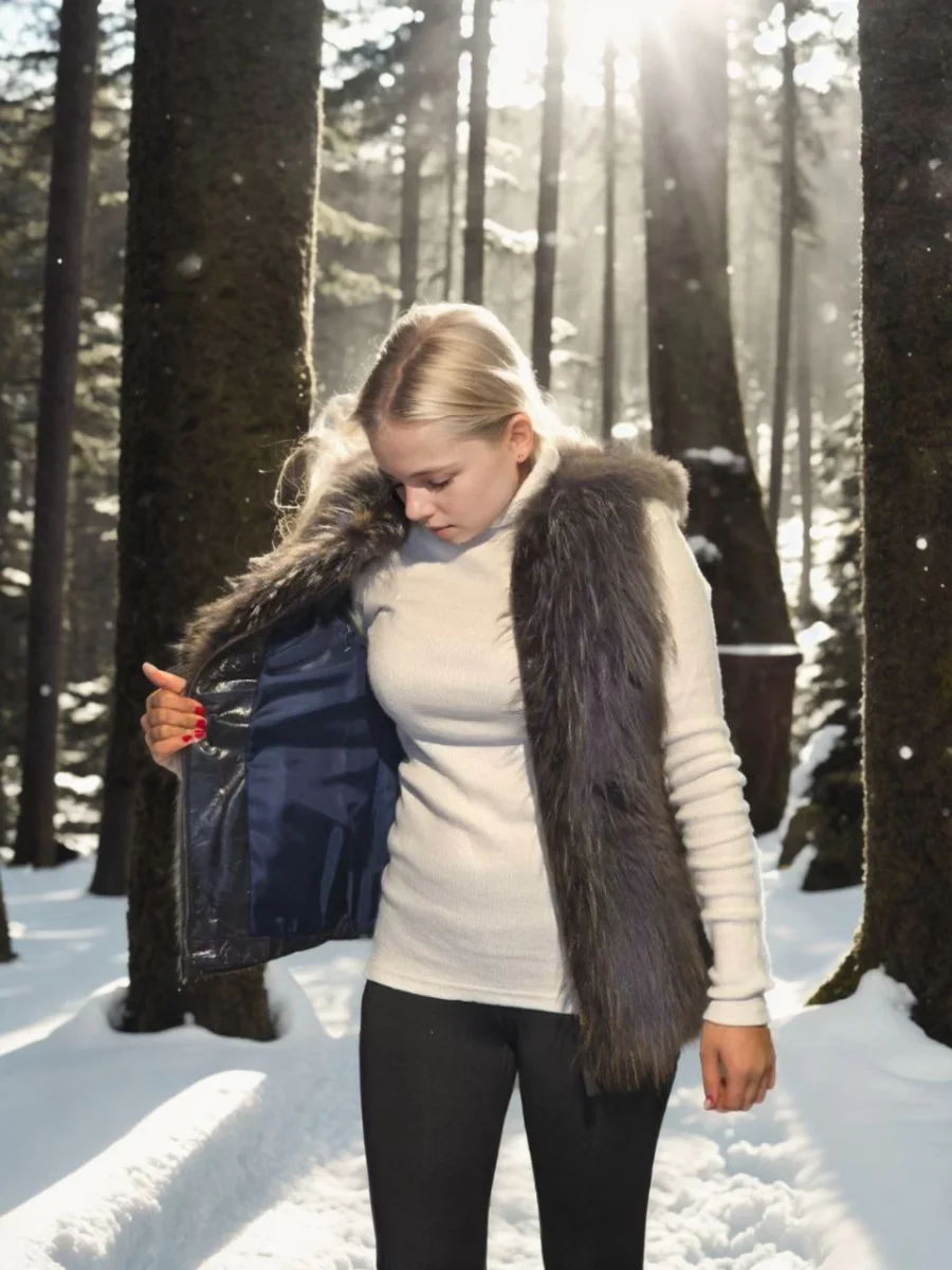 Kolsuz Fermuarlı Yelek - Siyah -