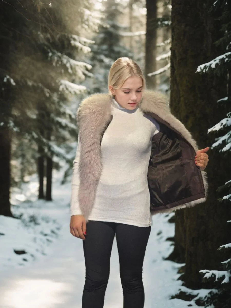 Kolsuz Fermuarlı Yelek - Kahve -