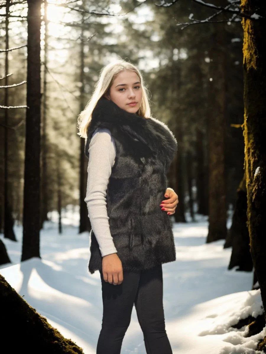 Kolsuz Kapüşonlu Yelek - Siyah -