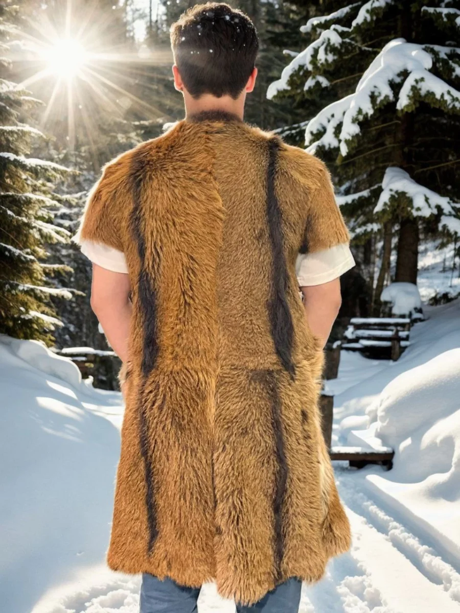 Kolsuz Uzun Yelek - Kahve -