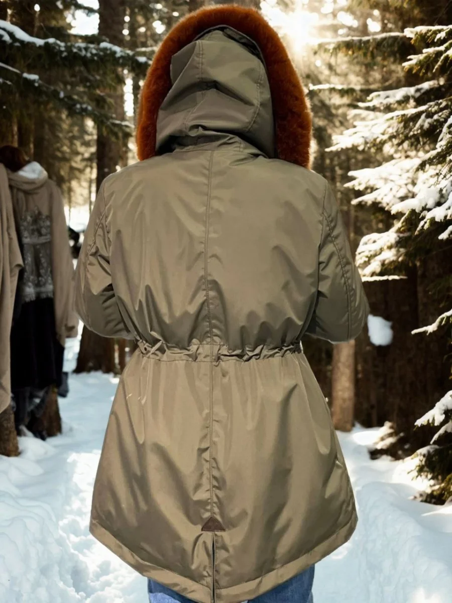 Su Geçirmez Kapüşonlu Mont - Haki -