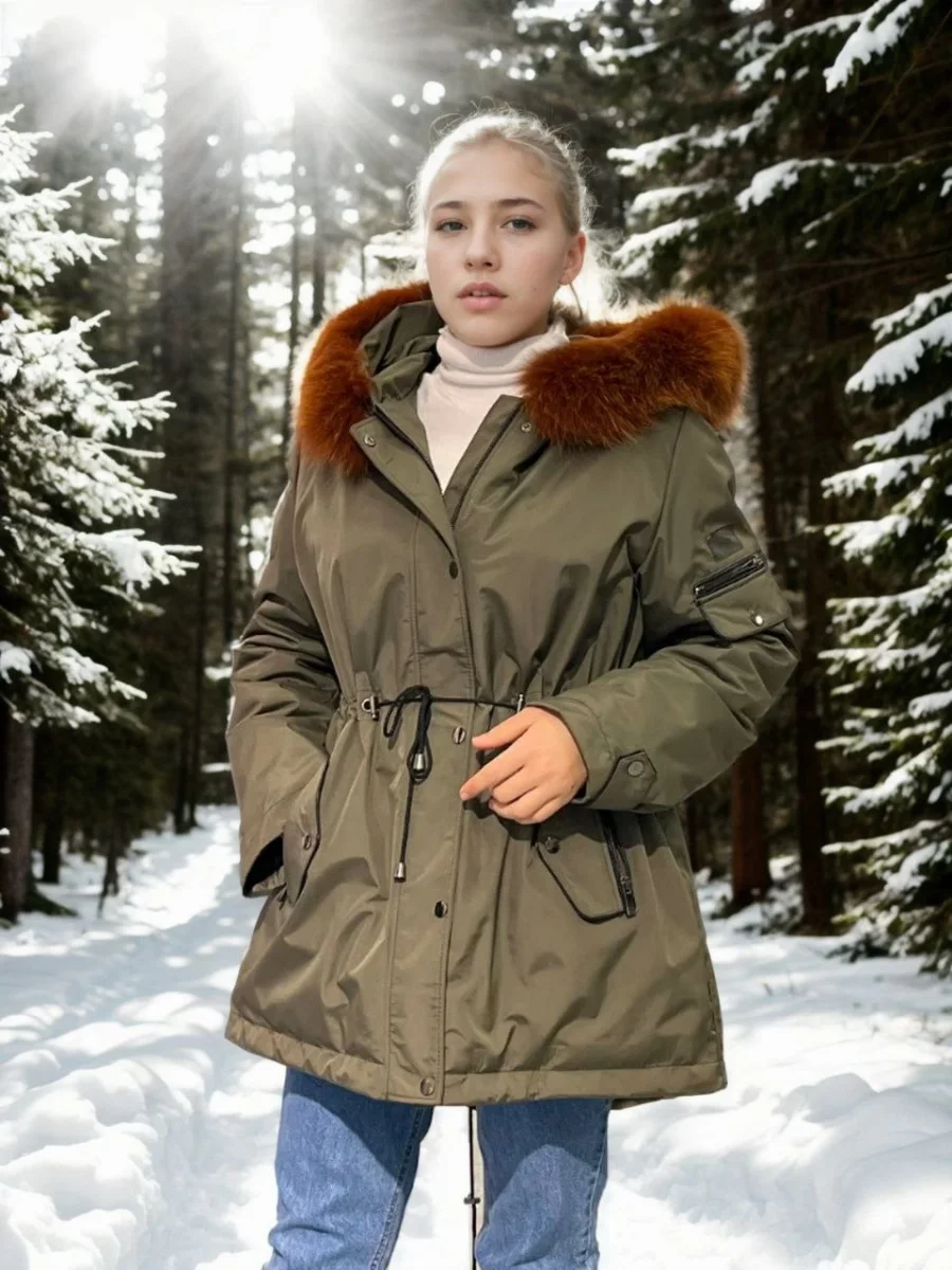 Su Geçirmez Kapüşonlu Mont - Haki -