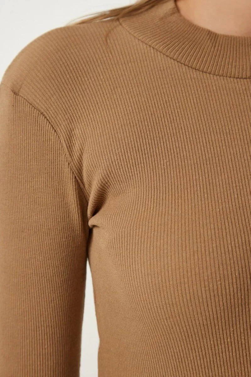 Full Likralı Fitilli Kaşkorse Body - Kahve -