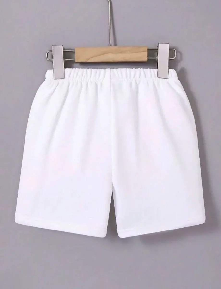 Beli Lastikli Mini Düz Şort - Beyaz -