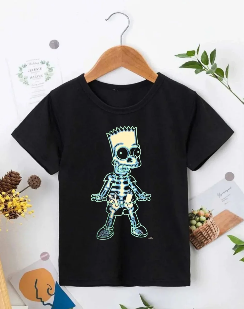 Bisiklet Yaka Kısa Kol   Baskılı T-Shirt - Siyah -