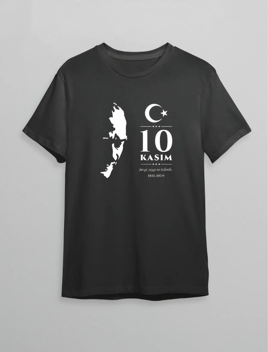 10 Kasım Atatürk Baskılı T-shirt - Siyah -