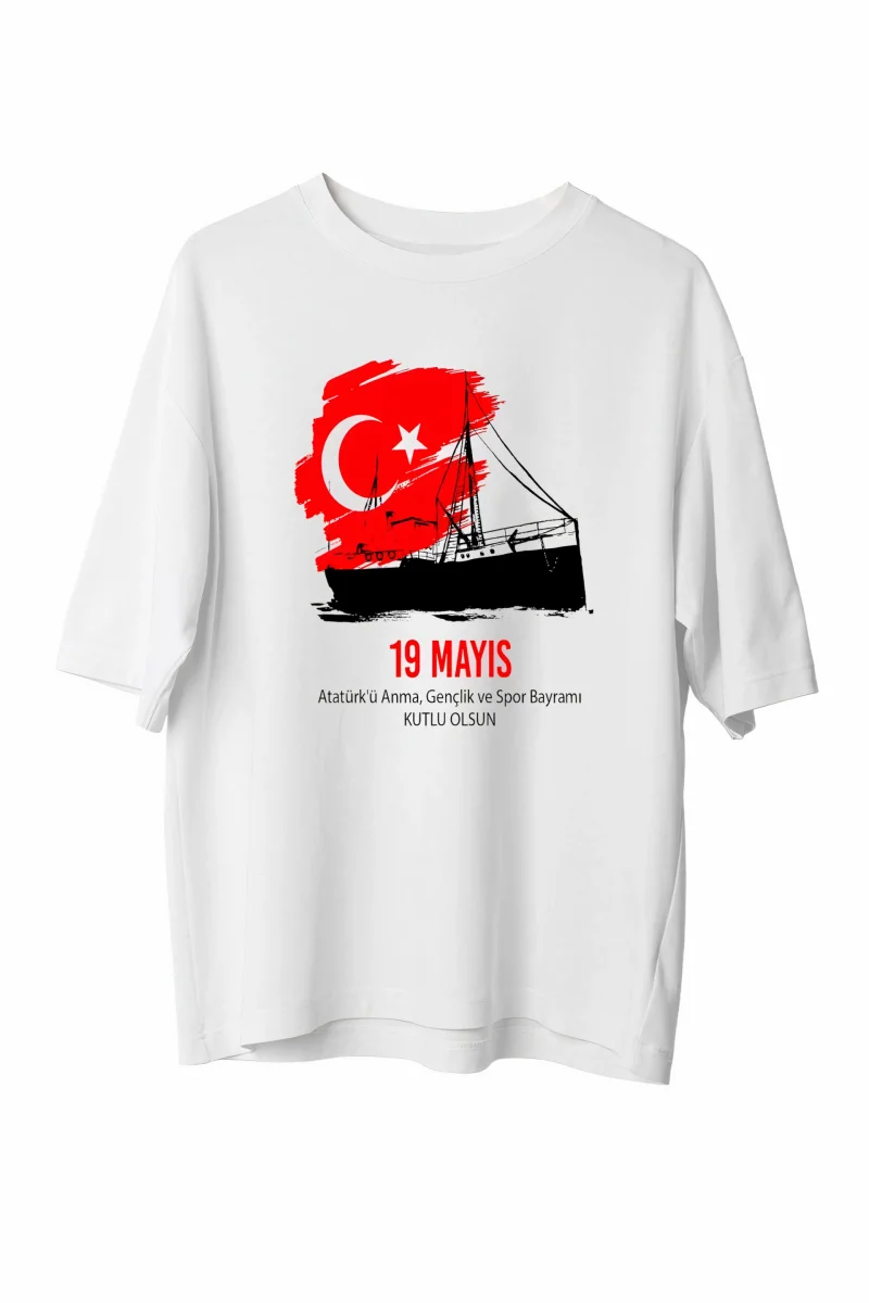 19 Mayıs 20/1   Baskılı T-shirt - Beyaz -