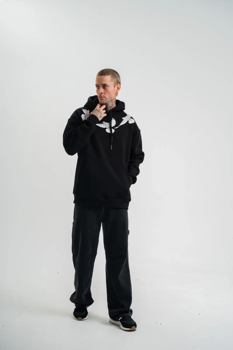 Uzun Kol Bisiklet Yaka Yıkamalı SweatShirt - Siyah -