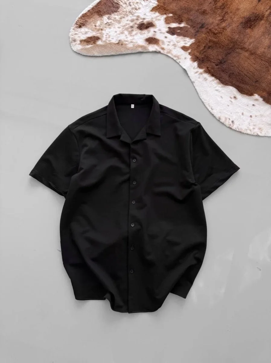 İki İplik Kumaş Gömlek - Siyah -