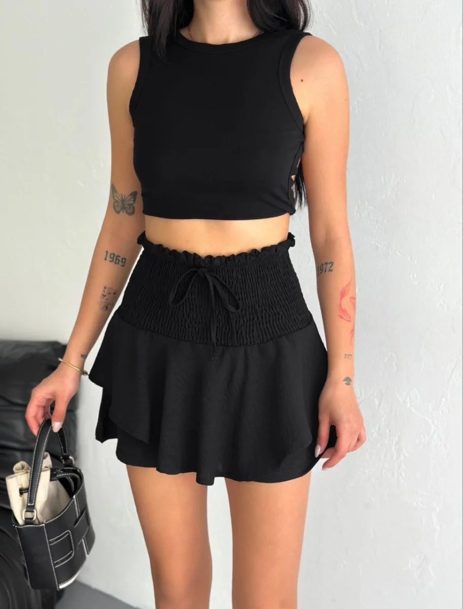 Ayrobin Şortlu Etek - Siyah -
