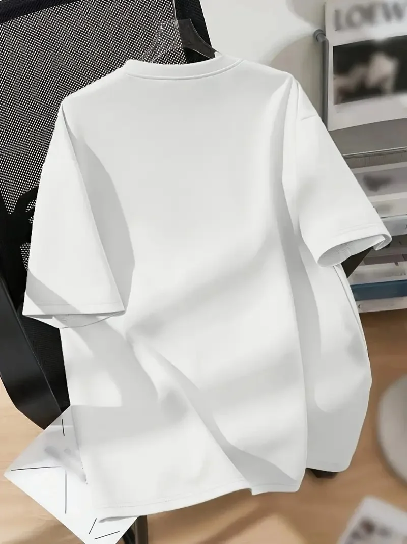 20/1 Penye Compack Ayı Baskılı Oversize Bisiklet Yaka Kısa Kol T-shirt - Beyaz -