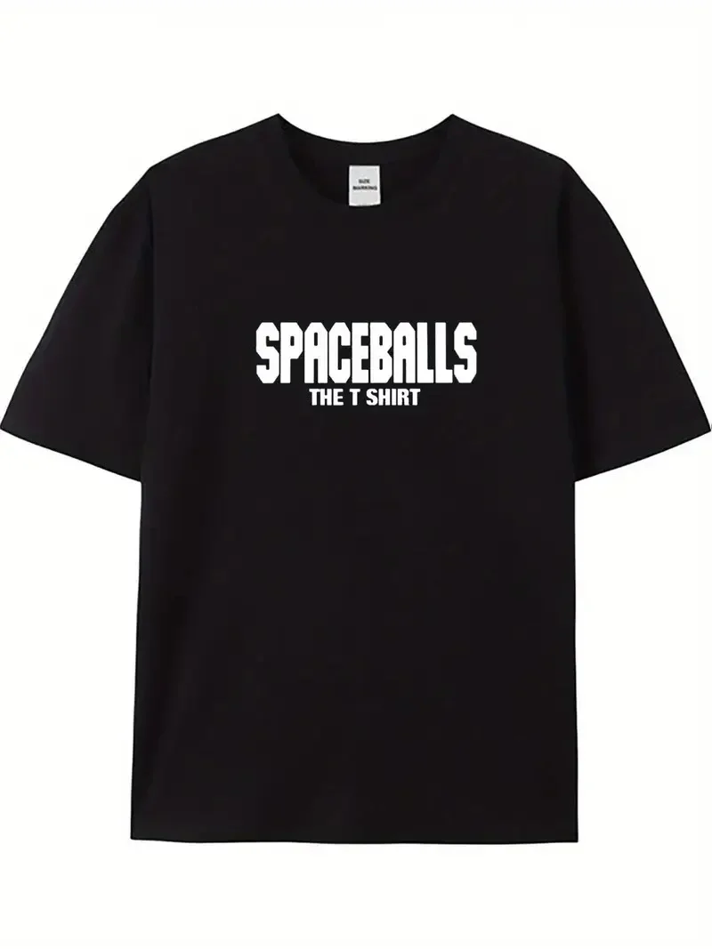 20/1 Penye Compack SPACEBALLS   Baskılı Oversize Bisiklet Yaka Kısa Kol Yazlık T-shirt - Siyah -
