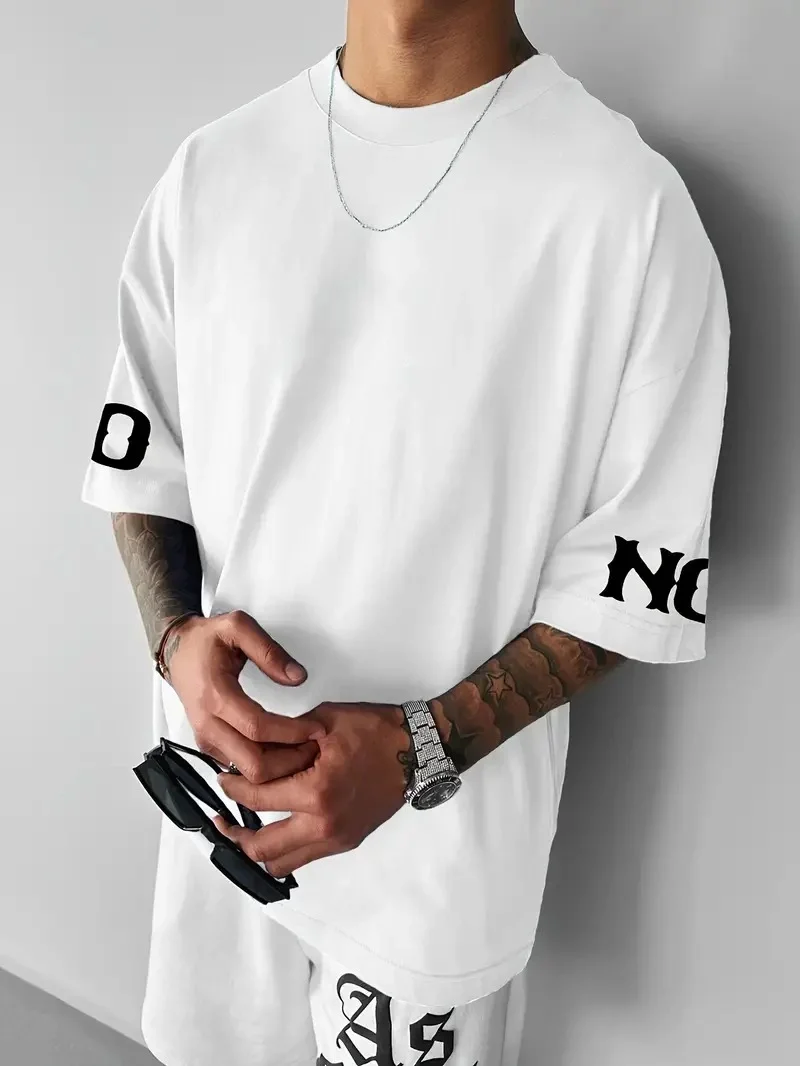 No Risk No Story Baskılı Oversize Bisiklet Yaka T-shirt - Beyaz -