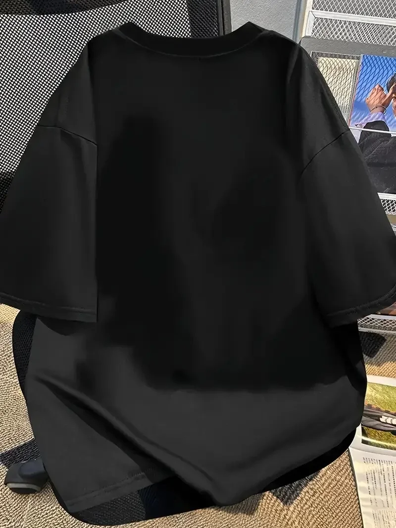 Hafif   Günlük T-Shirt Eğlenceli Karikatür Ayı ve "Umrumda Değil" Baskı  Siyah -