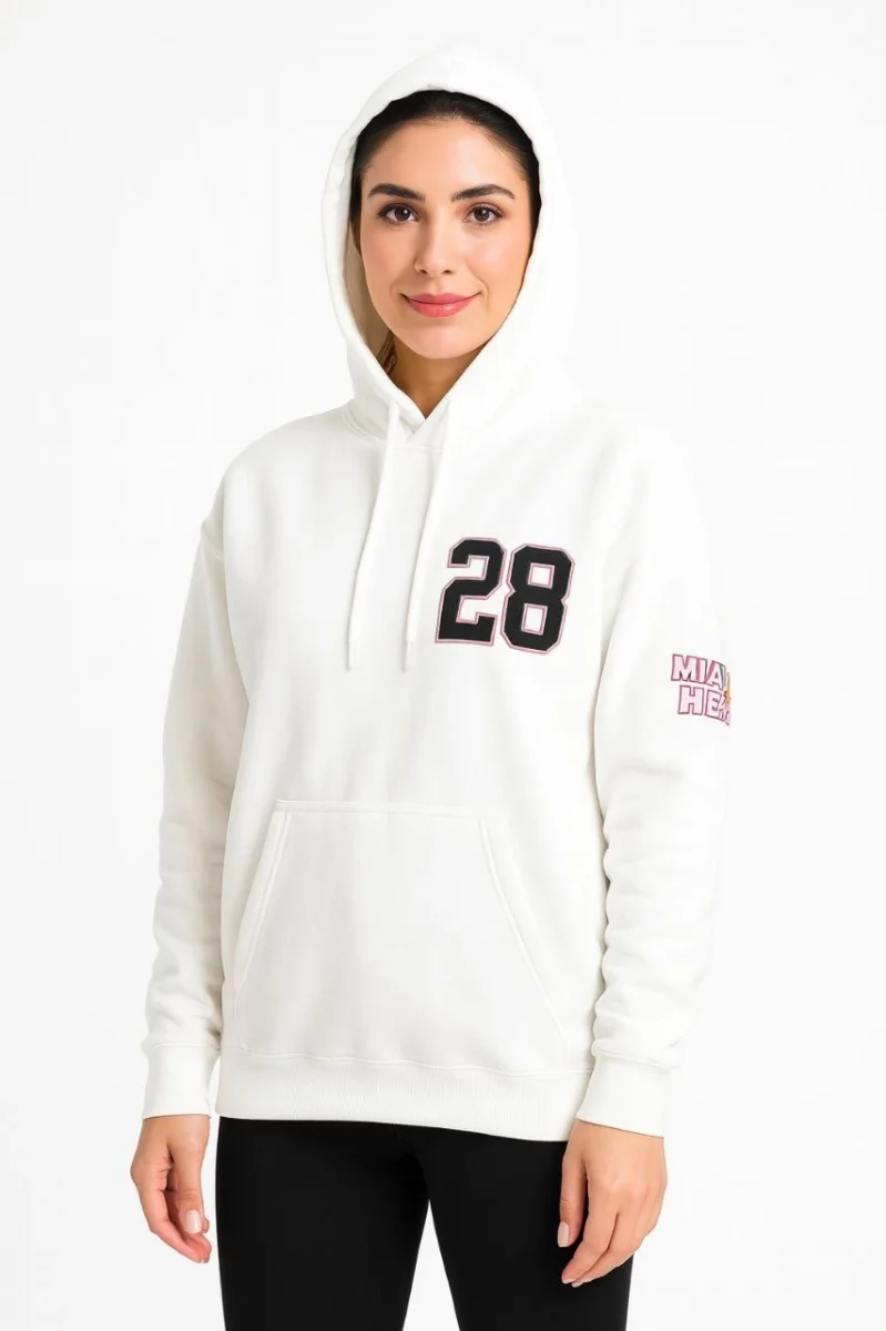 Üç İplik Kapüşonlu Ön ve Arka Baskılı SweatShirt hoodie - Beyaz -