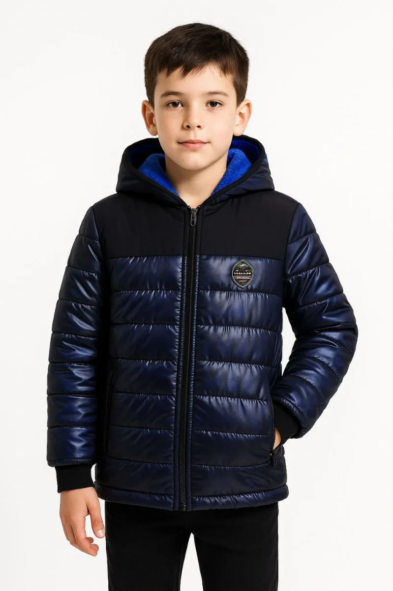 Kamuflaj Desenli Mont İçi Sıcak Tutan Pelüş Astarlı, Kapüşonlu, Fnt - Lacivert