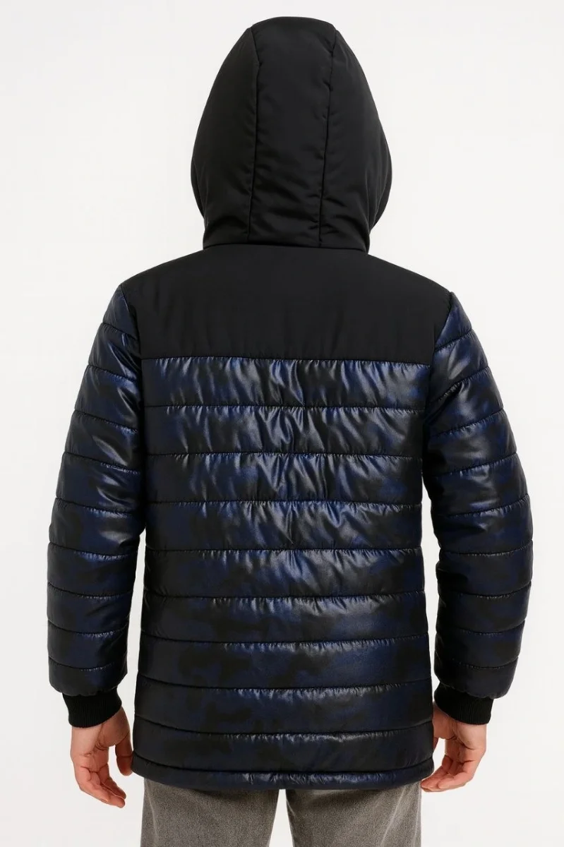 Kamuflaj Desenli Mont İçi Sıcak Tutan Pelüş Astarlı, Kapüşonlu, Fnt - Lacivert