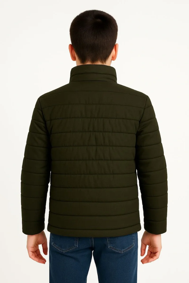 Şişme Mont Hafif ve Sıcak Tutucu Kışlık Fermuarlı Su İtici Rahat Günlük Mont Kapüşonuz Modern Tasarım- Haki