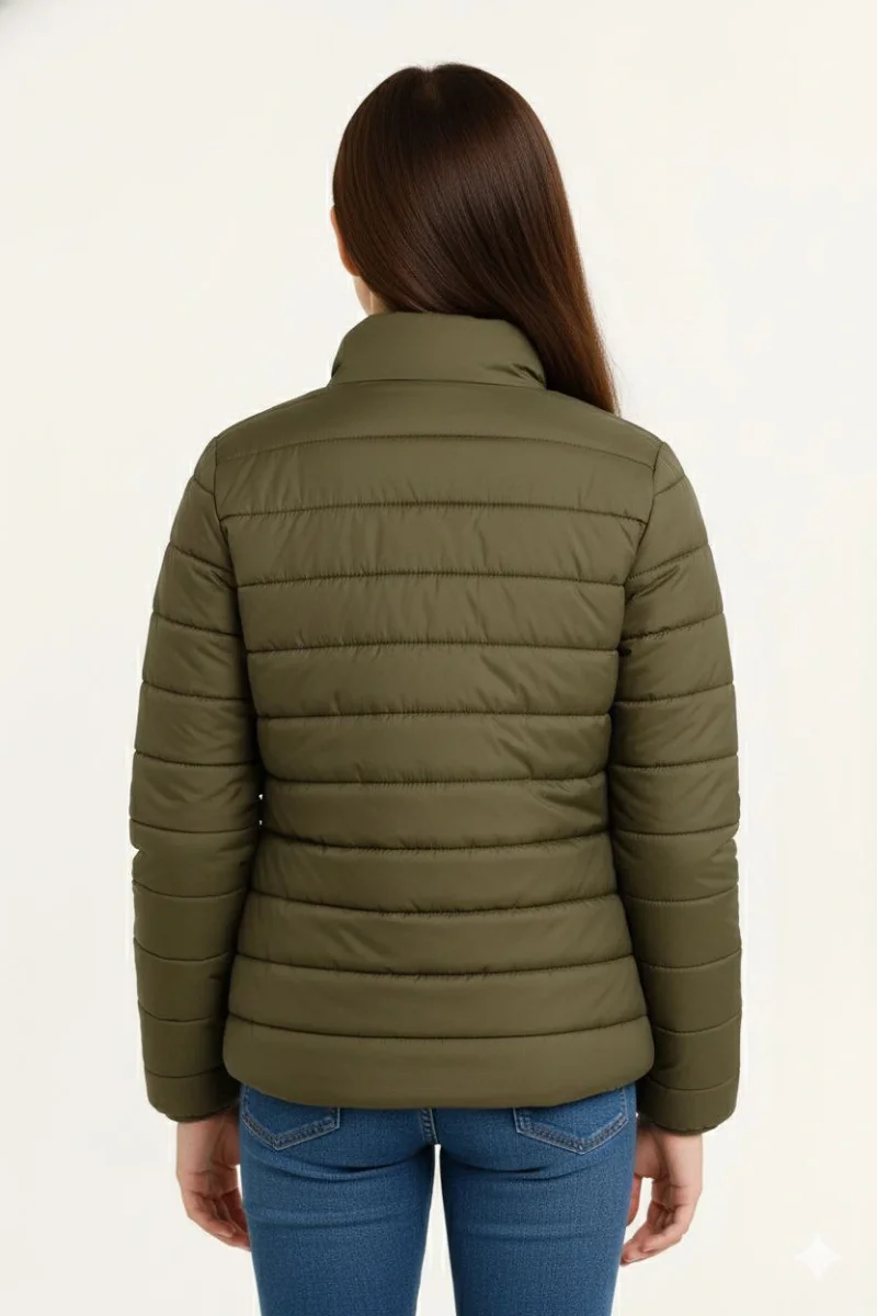 Şişme Mont Hafif ve Sıcak Tutucu Kışlık Fermuarlı Su İtici Rahat Günlük Mont Kapüşonuz Modern Tasarım - Haki