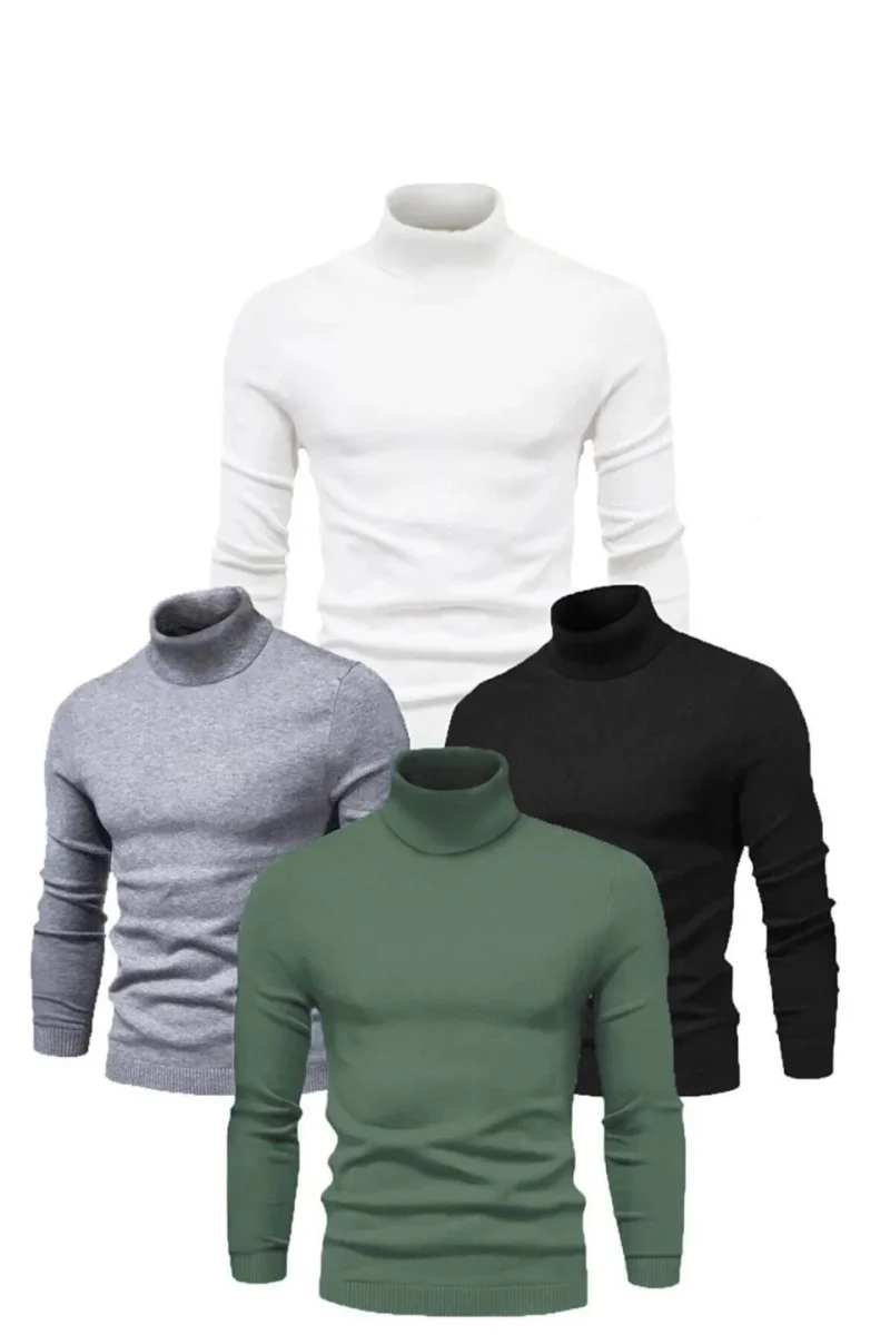 4 Adet   Kaşkorse Boğazlı Full Likralı Fitilli Body Kazak