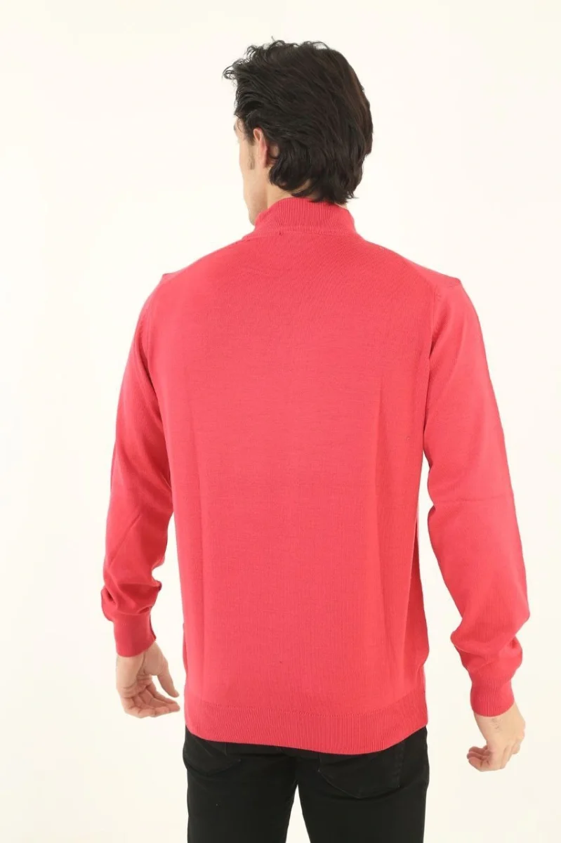 Yarım Boğaz Triko Kazak yumuşak dokulu Pamuklu ince Dokuma, uzun kollu Rahat Regular kalıp - Pembe