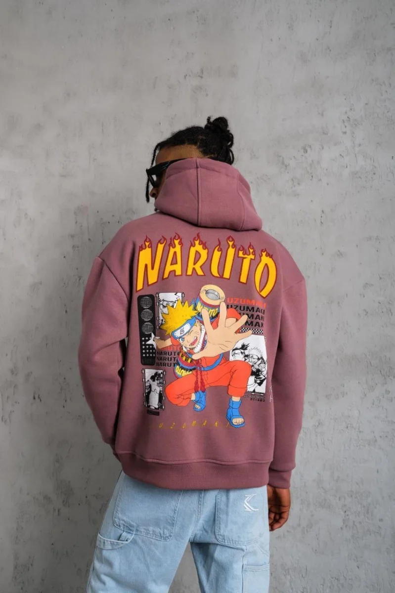 Baskılı Sweat Kapüşonlu - Gül Kurusu