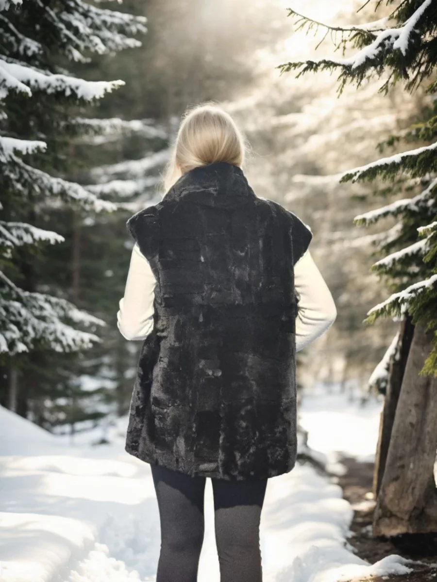 Kolsuz Hakiki Yelek - Siyah