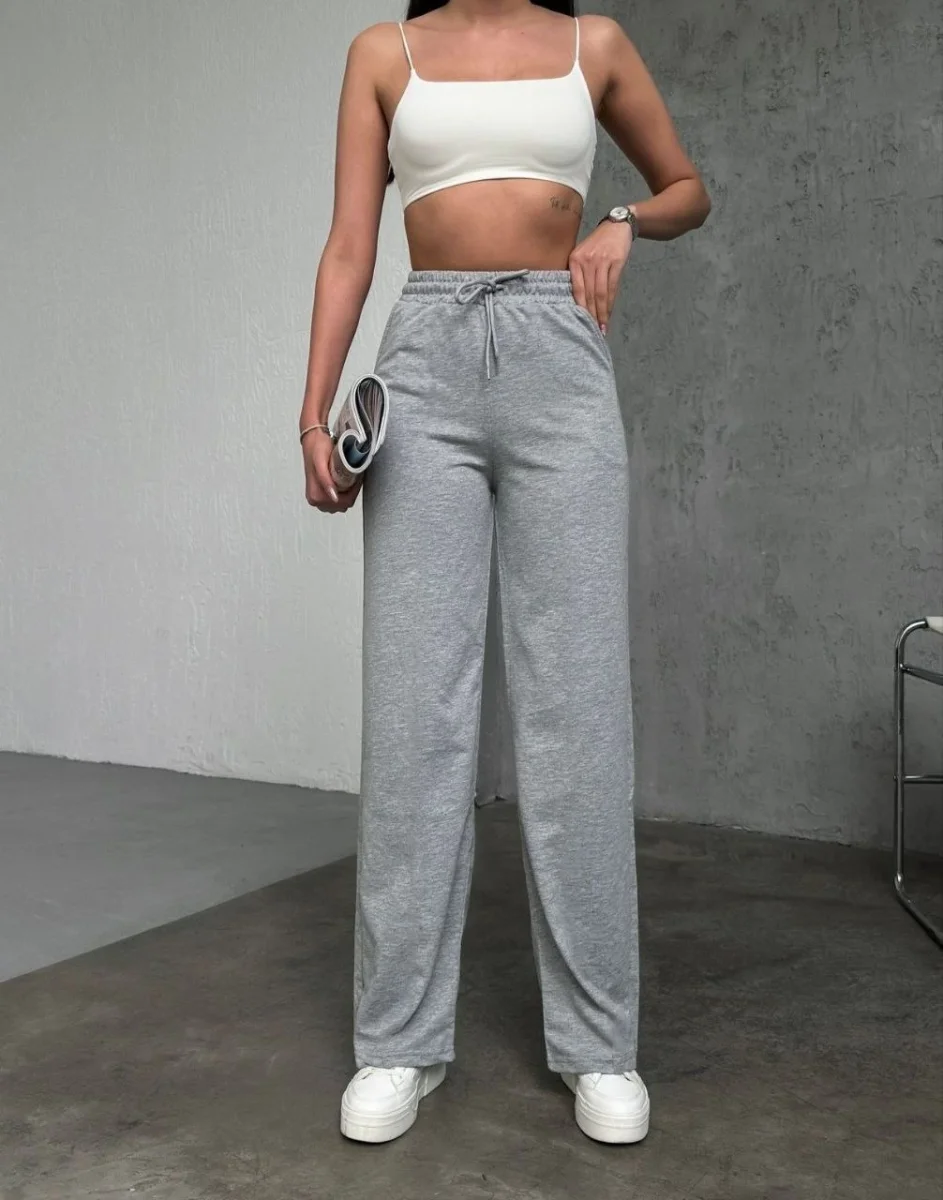 Basic İki İplik Eşofman Pantolon - Gri