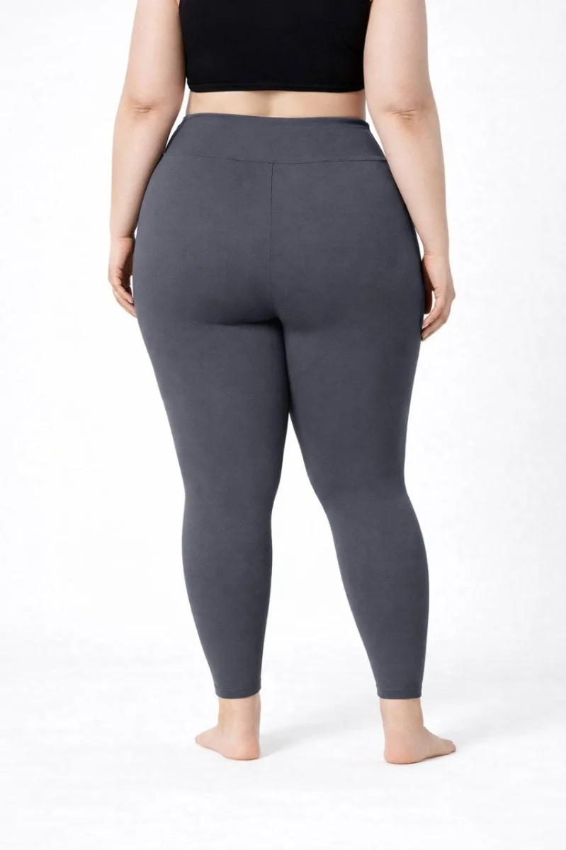 Kadın Yüksek Bel Toparlayıcı Likralı dalgıç Spor Tayt Esnek Battal Büyük Beden - Füme