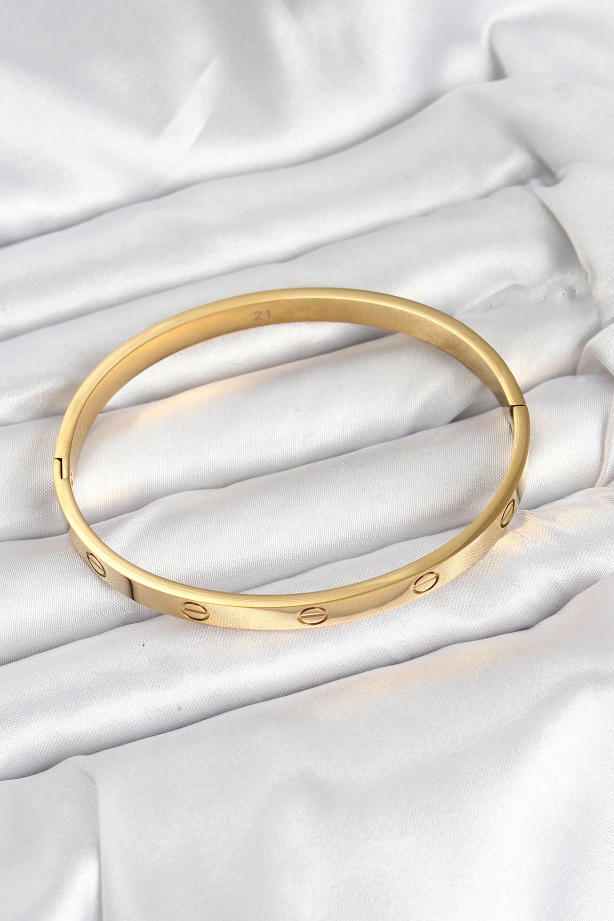 316L Çelik Gold Renk 65 mm Kadın Kelepçe Bileklik