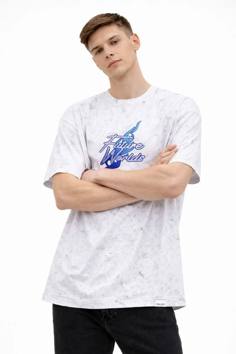 Erkek Asit Yıkamalı Oversize Tişört - Beyaz