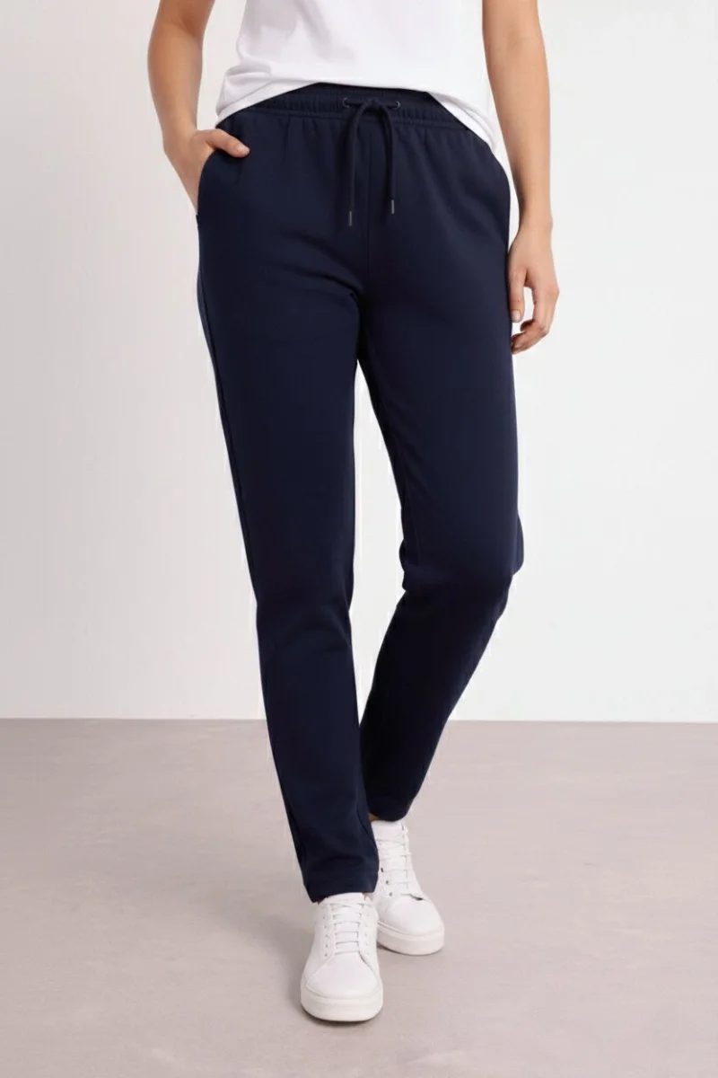 Kadın Düz Paça Beli Lastikli İpli Günlük Spor Eşofman Altı Rahat Fit - Lacivert
