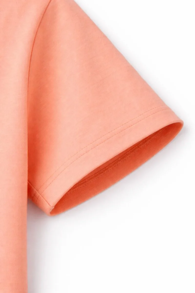 Genç Erkek Çocuk V Yaka Tişört Yazlık Model Günlük Basic Body - Toz Pembe