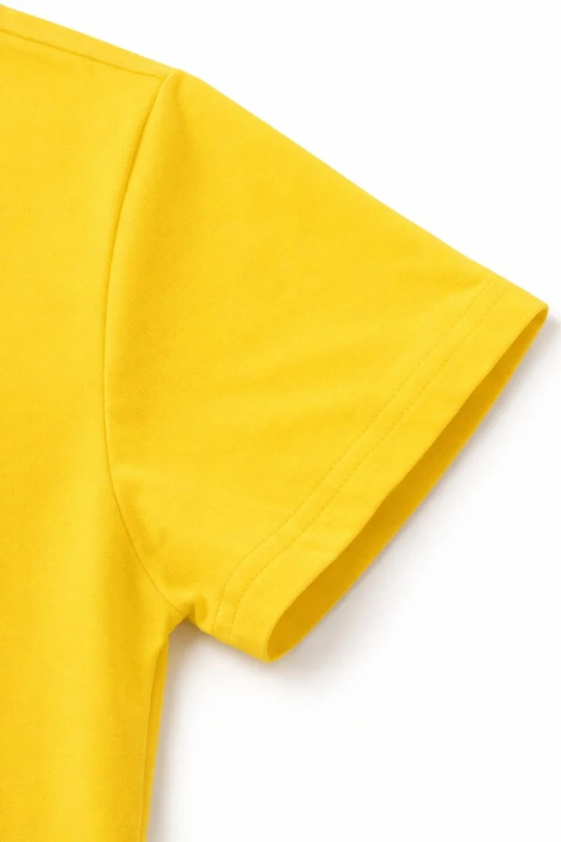 Genç Erkek Çocuk V Yaka Tişört Yazlık Model Günlük Basic Body - Sarı