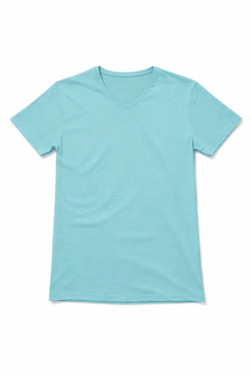 Genç Erkek Çocuk V Yaka Tişört Yazlık Model Günlük Basic Body - Turkuvaz