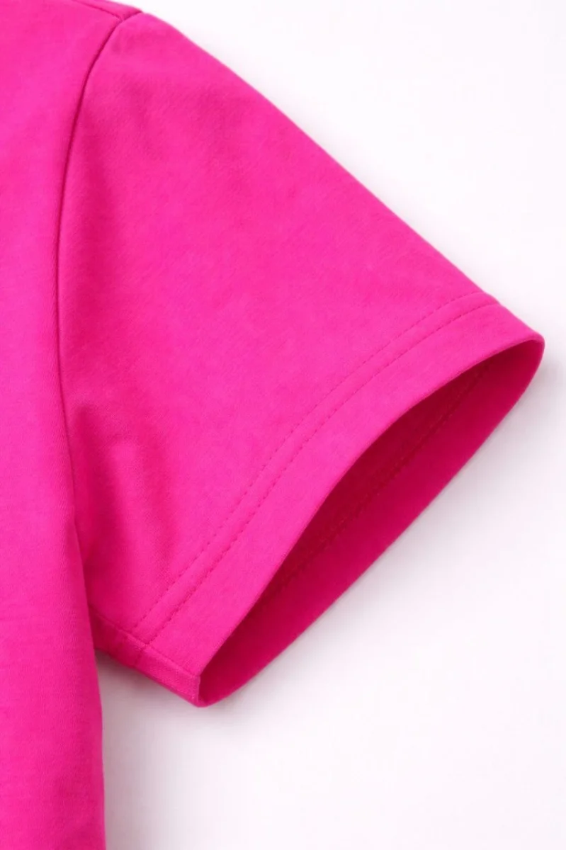 Genç Kız Çocuk V Yaka Tişört Yazlık Model Günlük Basic Body - Pembe