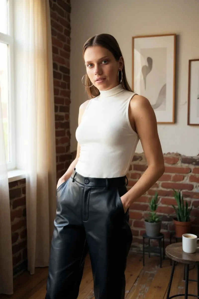 Kadın Beyaz Kolsuz Balıkçı Yaka Basic Bluz